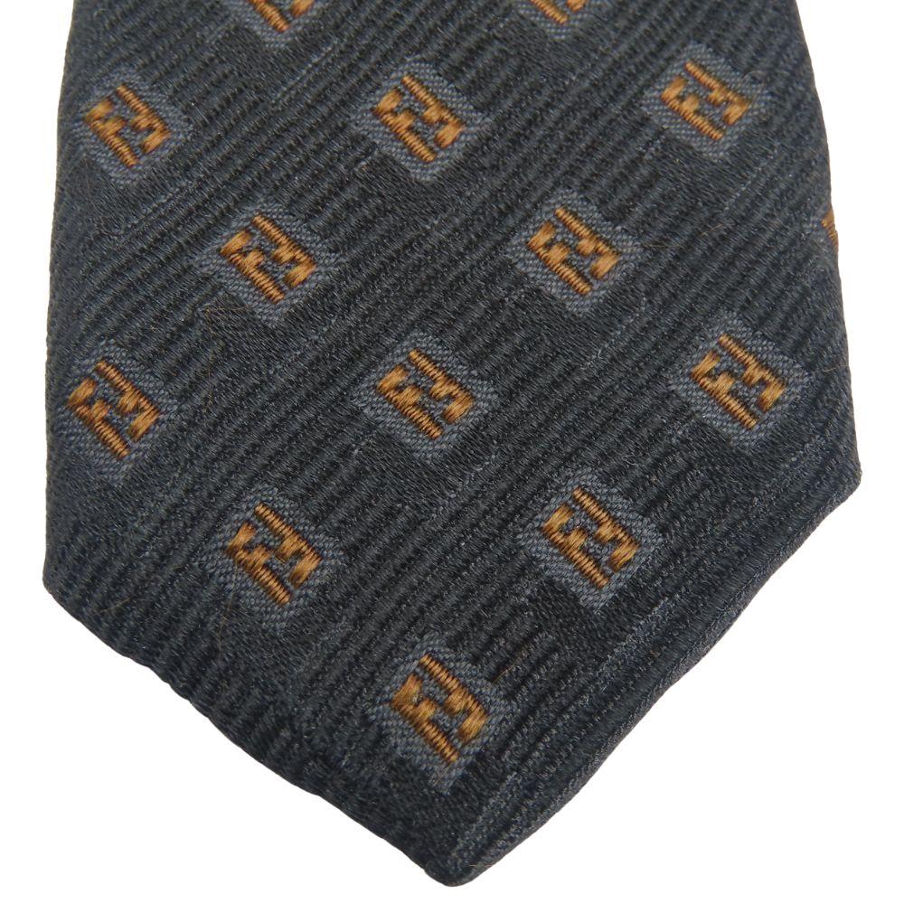 Used FENDI Tie Silk Black Brown