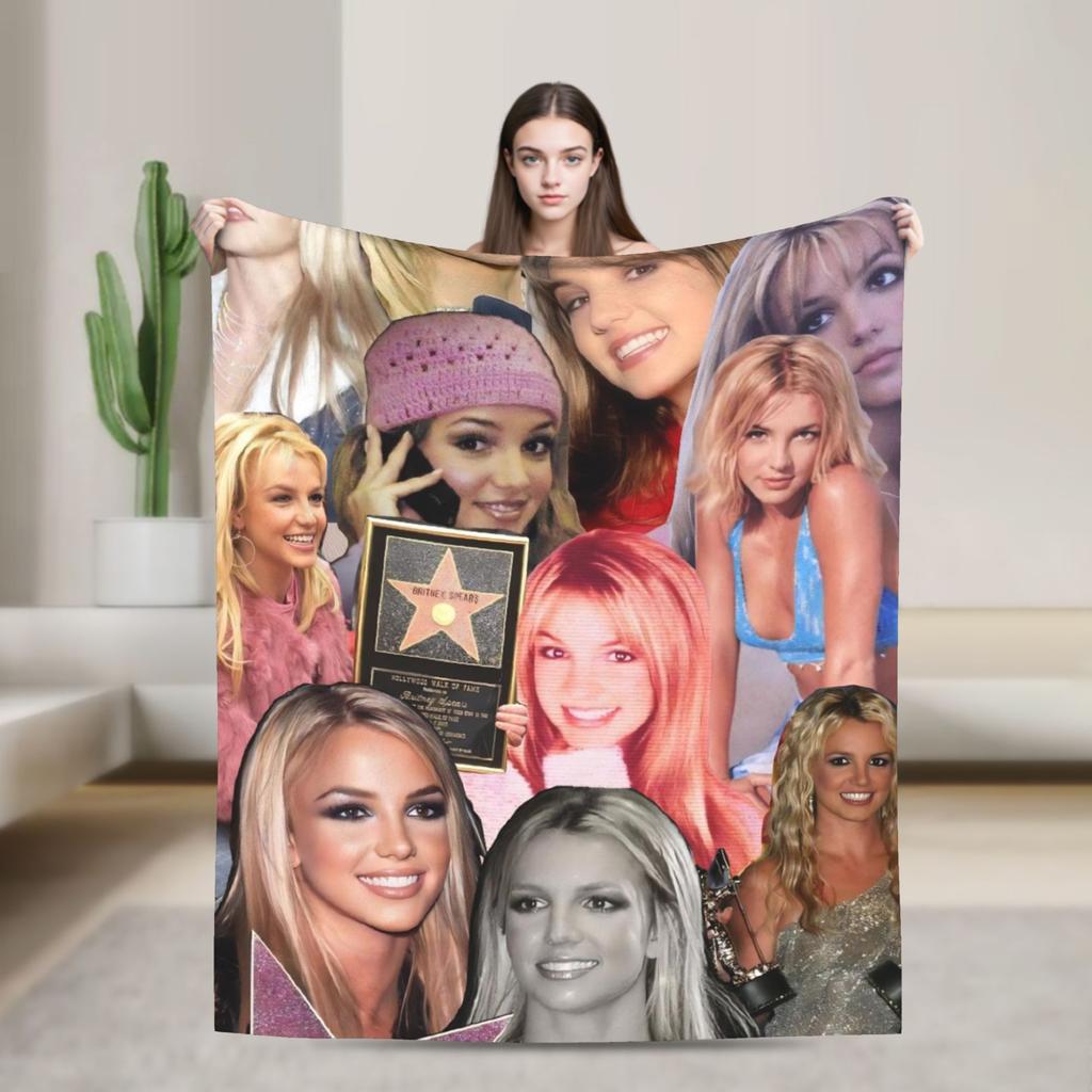 Britney Spears Flanelldecken Superweiche Wohndecke für Draußen Reisen Büro Lustige Bettdecke Sofa Bettbezug