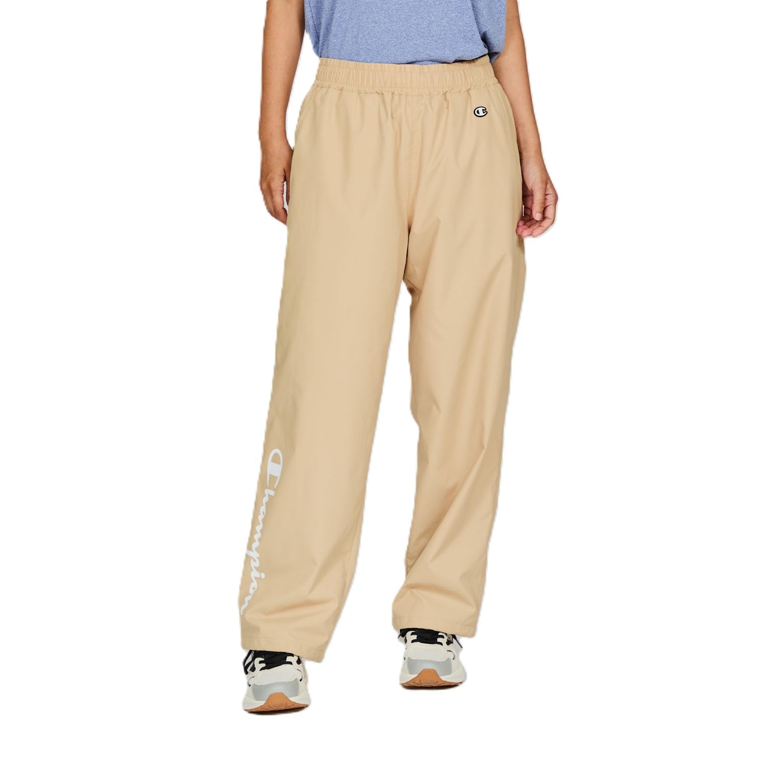 

Champion Basic Sport Длинные резиновые брюки с надписью, песочно-бежевые, женские CW-BSD01, водоотталкивающие, ветрозащитные, принт, логотип,