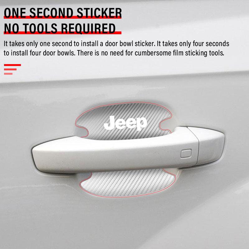 4 Stück Auto Türgriff Schutzaufkleber Emblem Autodekoration Styling für Jeep Compass Gladiator Grand Cherokee Zubehör Renegade Wrangler