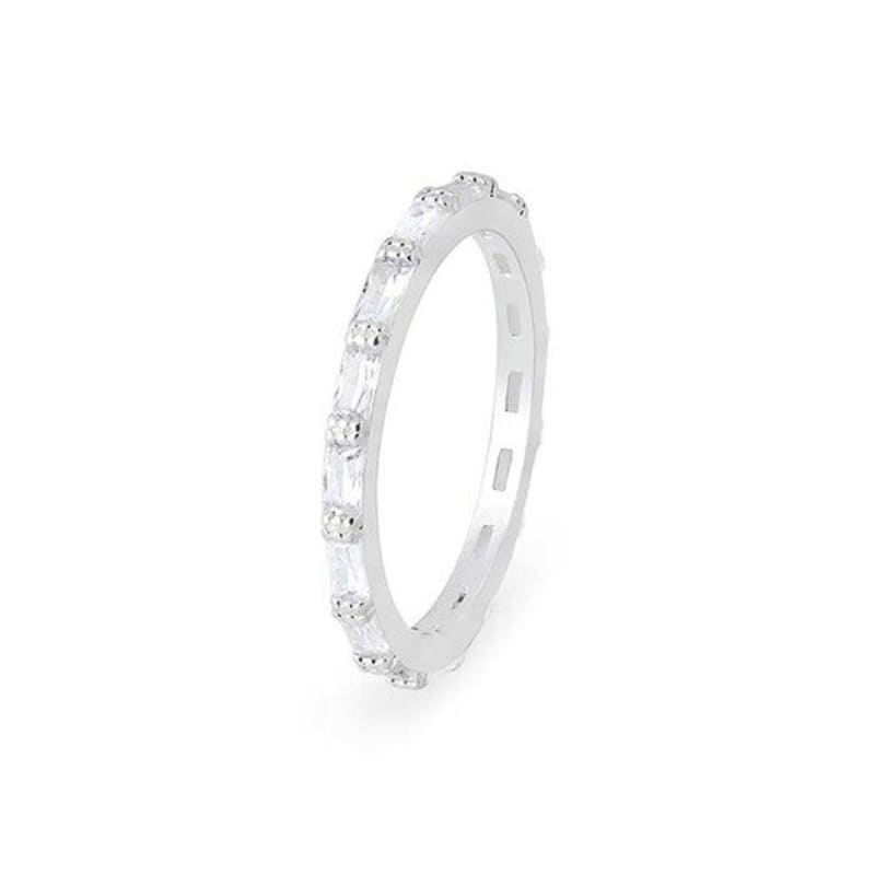 RAINDROP JEWELRY Raindrop White Baguette 2MM Brilliant Eternity Ring [S925]