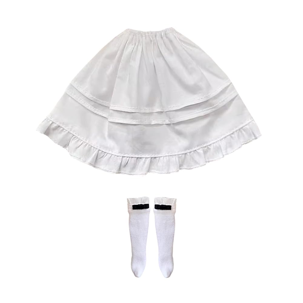 rakulifey Одежда для кук Blythe, наряд, нижняя юбка, носки, набор нарядов для Neo Blythe, белый, подходит для кукол Obitsu 24.