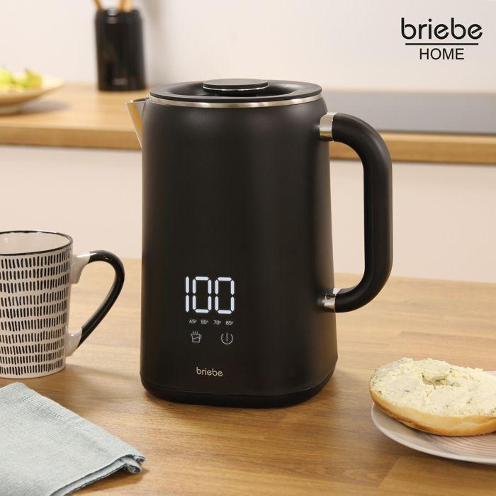 EBoil Bouilloire Électrique 1,7L Contrôleur de Température Numérique 45° à 100°C Briebe KT1175BLK 1500W Noir 04186