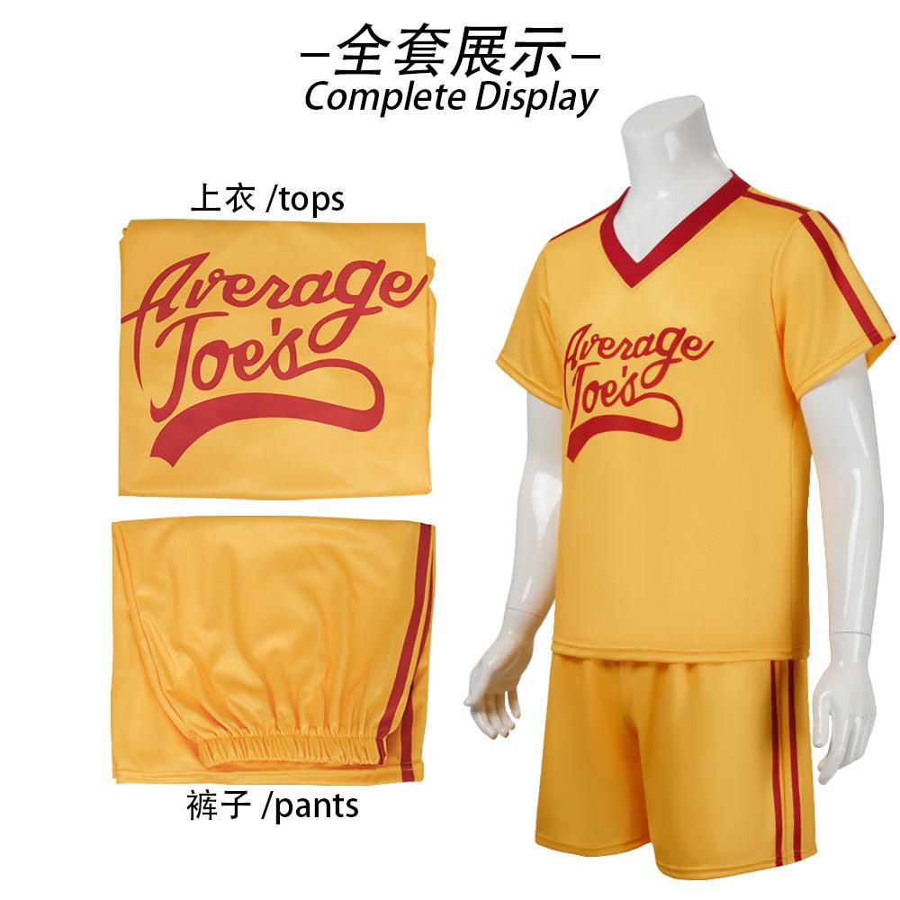 Crazy Dodgeball Average Joe's Adult Yellow Jersey Costume Set A True Underdog Story Dodgeball Cosplay Costume Halloween Outfit
