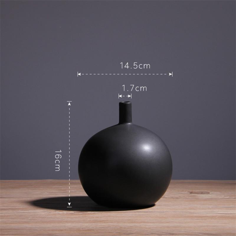 Nordische minimalistische Keramik-Hydrokultur-Vase, rund, Bürotisch, matt, Blumenvasen, Heimdekoration, Ornamente