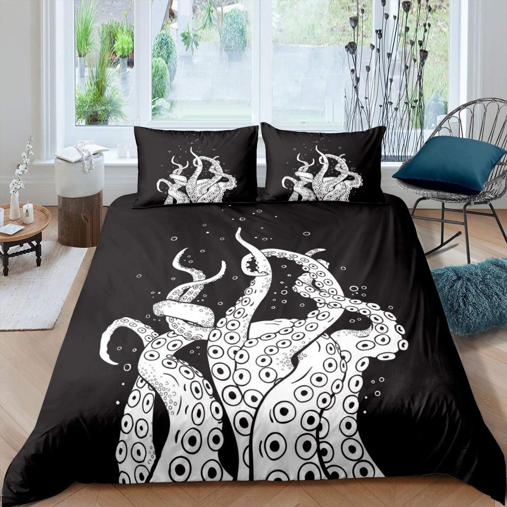 Comforter Octopus Green Octopus Tentacles Twin Bedding Set Sea Marine Theme Underwater Animal Comforter