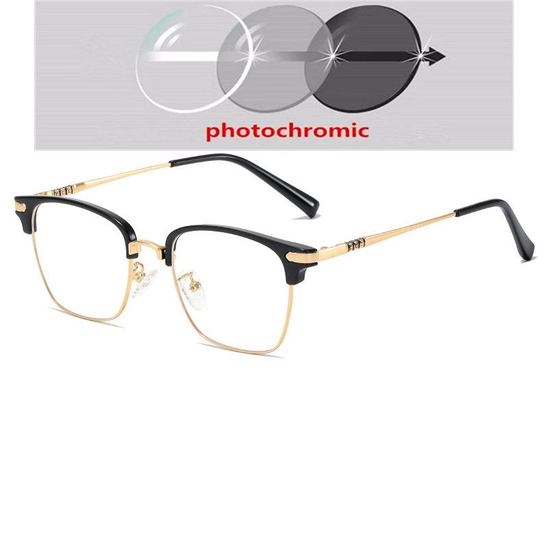 0 -0.5 -0.75 To -6.0 Half Frame Square Prescription Glasses For The Nearsighted Anti Blue Rays Presbyopic Glasses +0.5 To +4.0
