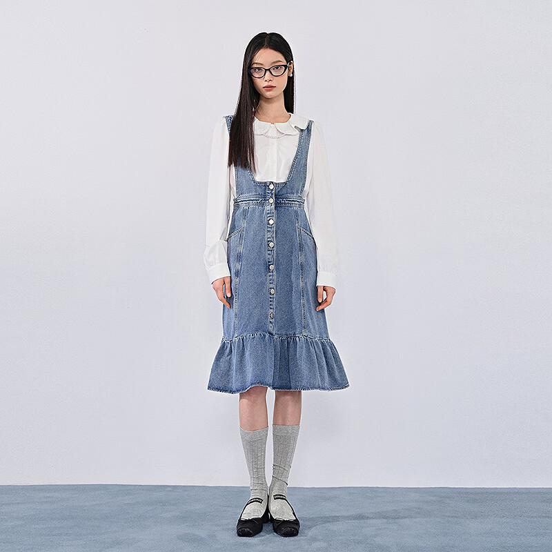 Ledin Women's Sweet Denim Suspender Dress