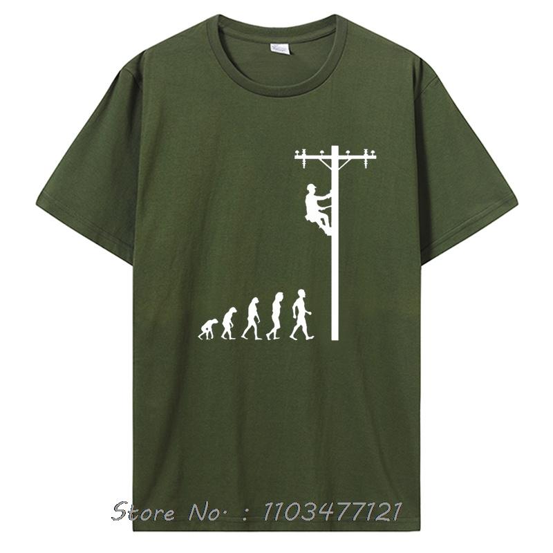 Evolution Of Lineman T-shirt Men Birthday Gift Electrician Men Dad Papa Father Husband Cotton T Shirt Clothing Oversized Tshirt