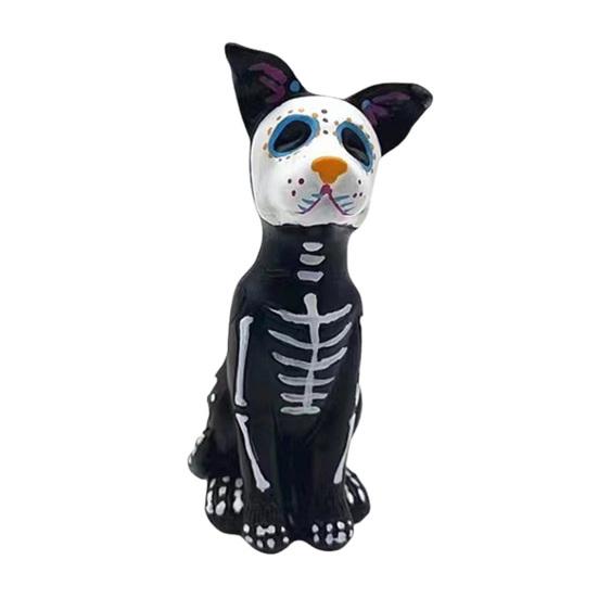 Halloween Dog Cat Ornament Haunted House Decoration Ghost Animal Sculpture Resin Craft Skull Sculpture Home Desktop Decor