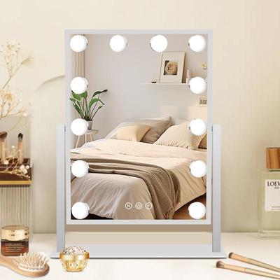 Large LED Lighted Makeup Vanity Mirror Square Portable Beauty Mirror
