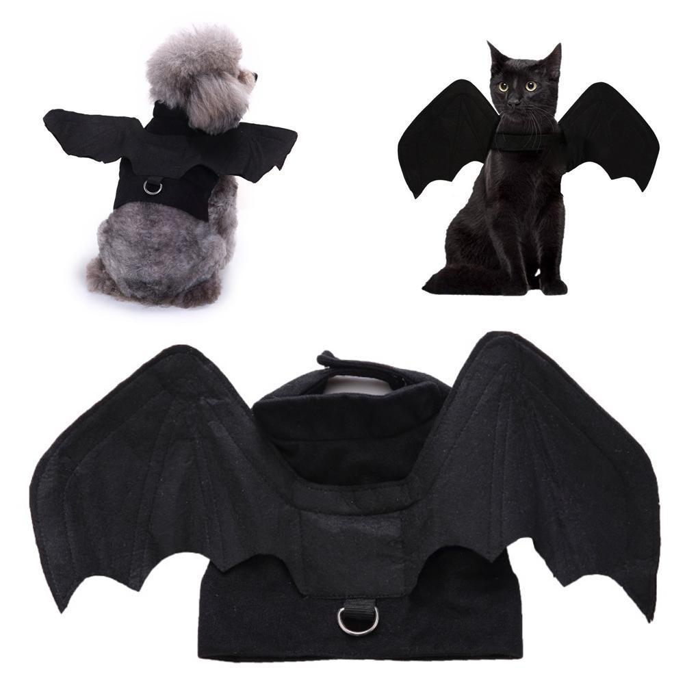 1 Stück Schwarzes Fledermaus-Haustierkostüm Mit Flügeln Niedliche Katzenkleidung Für Halloween-Party Cosplay-Outfit Für Hunde Bequem Leicht zu Tragen