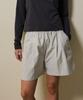 SHINE ON YOU Cotton Blend Double-Pleated Elastic Shorts _ Soft Stone