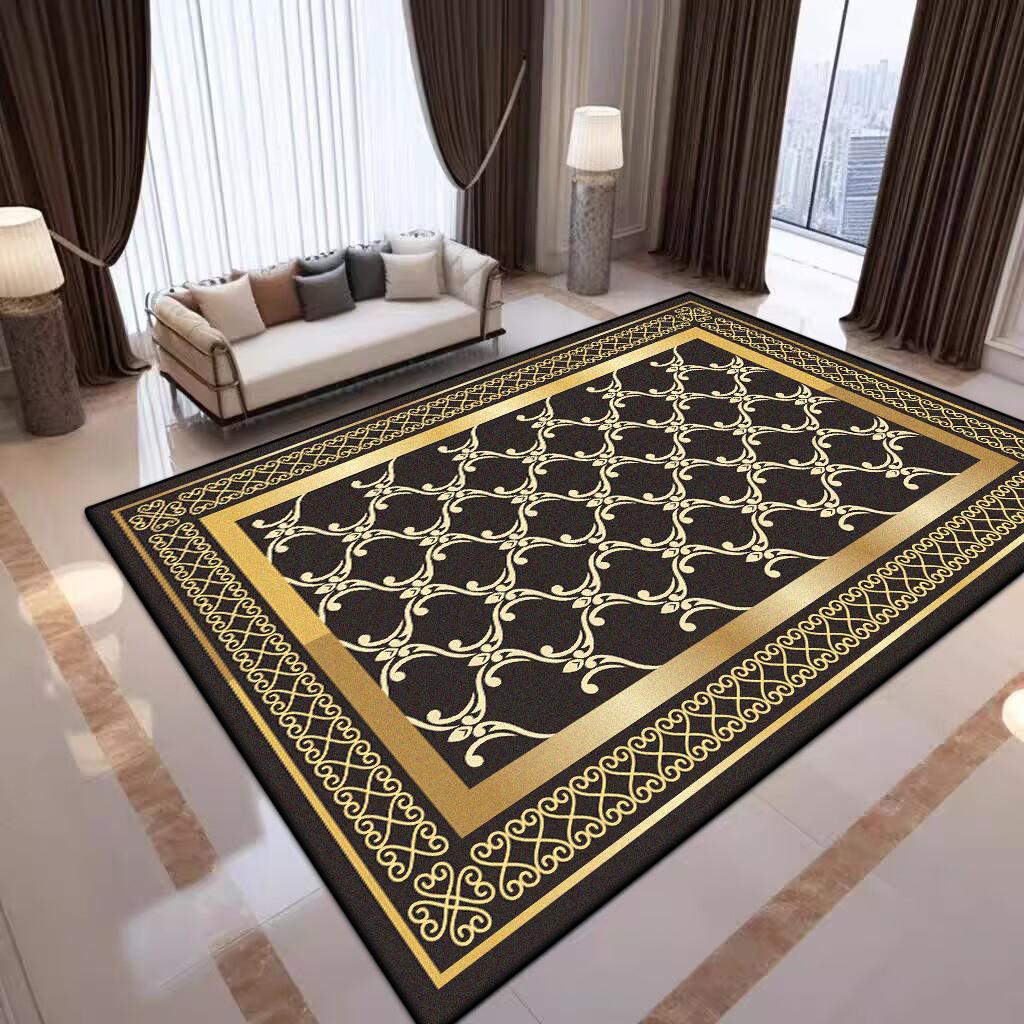 

Chinese Style Gold Large Living Room Carpet Home Decoration Luxury Washable Coffee Tables Mat Light Luxury Lounge Rug Non-slip 60x90cm