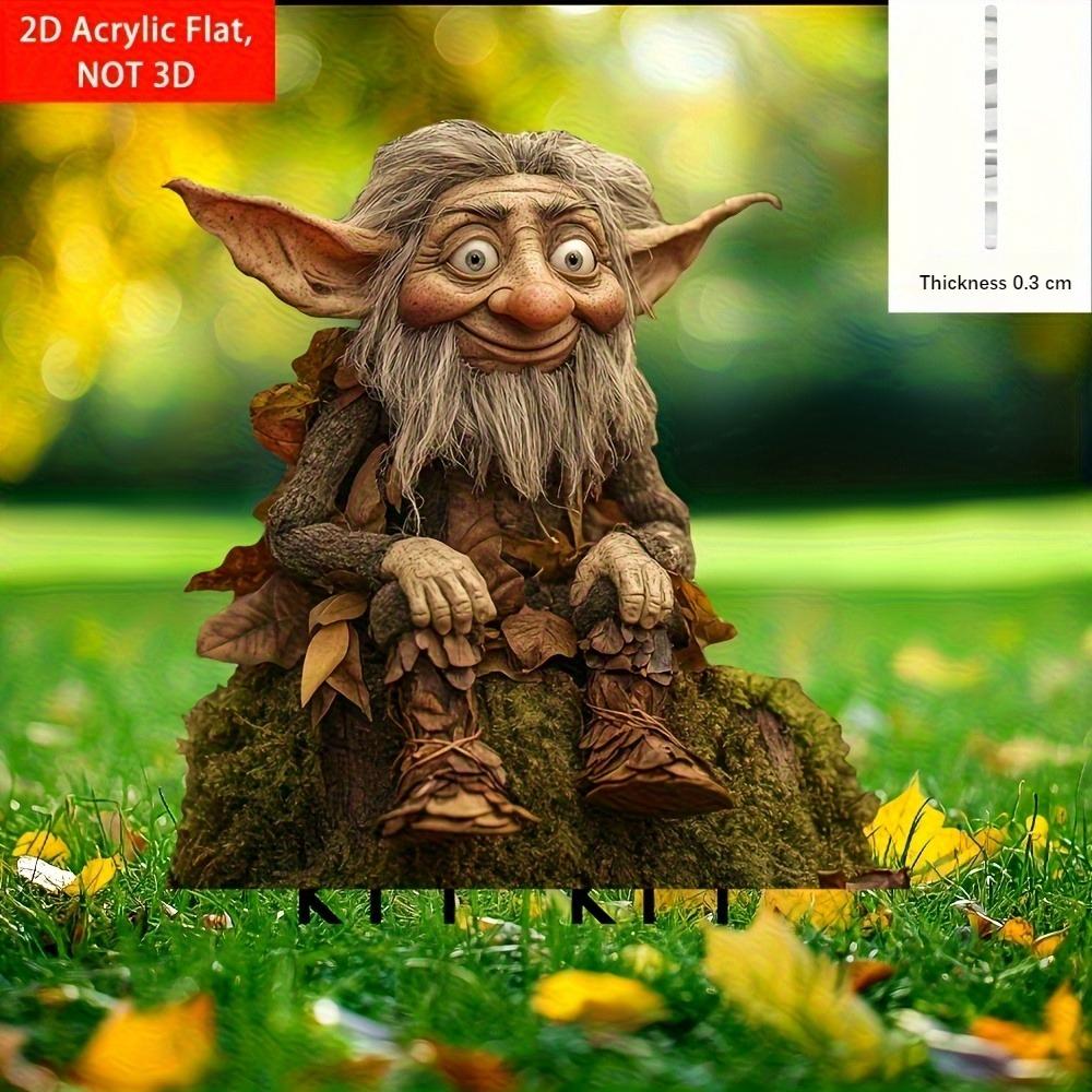 2D Flat 1Pc Sitting Gnome Acrylic Garden Stake, Multifunctional Outdoor Decor For Lawn Patio, St. Patrick's Day Valentine Easter Ramadan Decoration