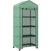 4 Tier Mini Portable Greenhouse Compact Plant Grow Shed Metal Frame PE Cover with Lockable Rolling Wheels , Green