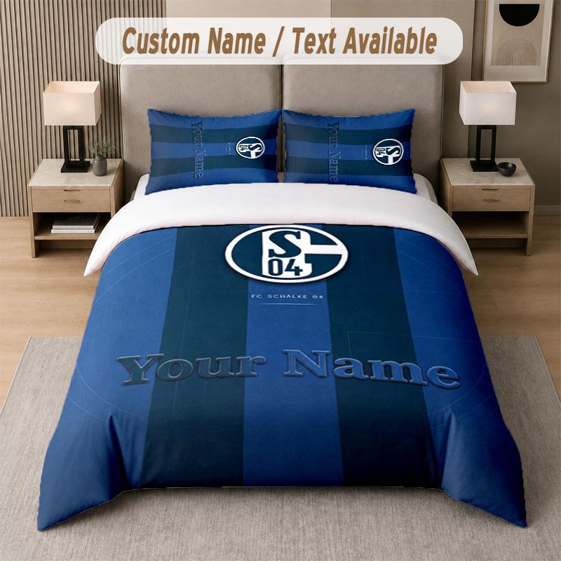 Custom Bedding Set Schalke 04 FC Pattern, Print Name Text 1 Duvet Cover plus 2 Pillowcases Home Textile