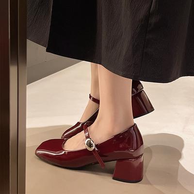 Fashion Shoes Summer High Heels Sandals Ladies Branded Pumps Square Toe 2025 Mary Jane Sweet Casual Spring African Fashion Latest Retro