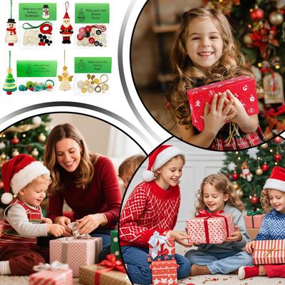 Christmas Ornament Craft Kits Supplies for Christmas Button Ornaments Decorative Art Supplies for Holiday Teens Adults