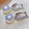 Luxury Fashion Cubic Zirconia Imitation Pearl Earrings For Women High Quality Silver Color Temperament Lady 'S Earrings