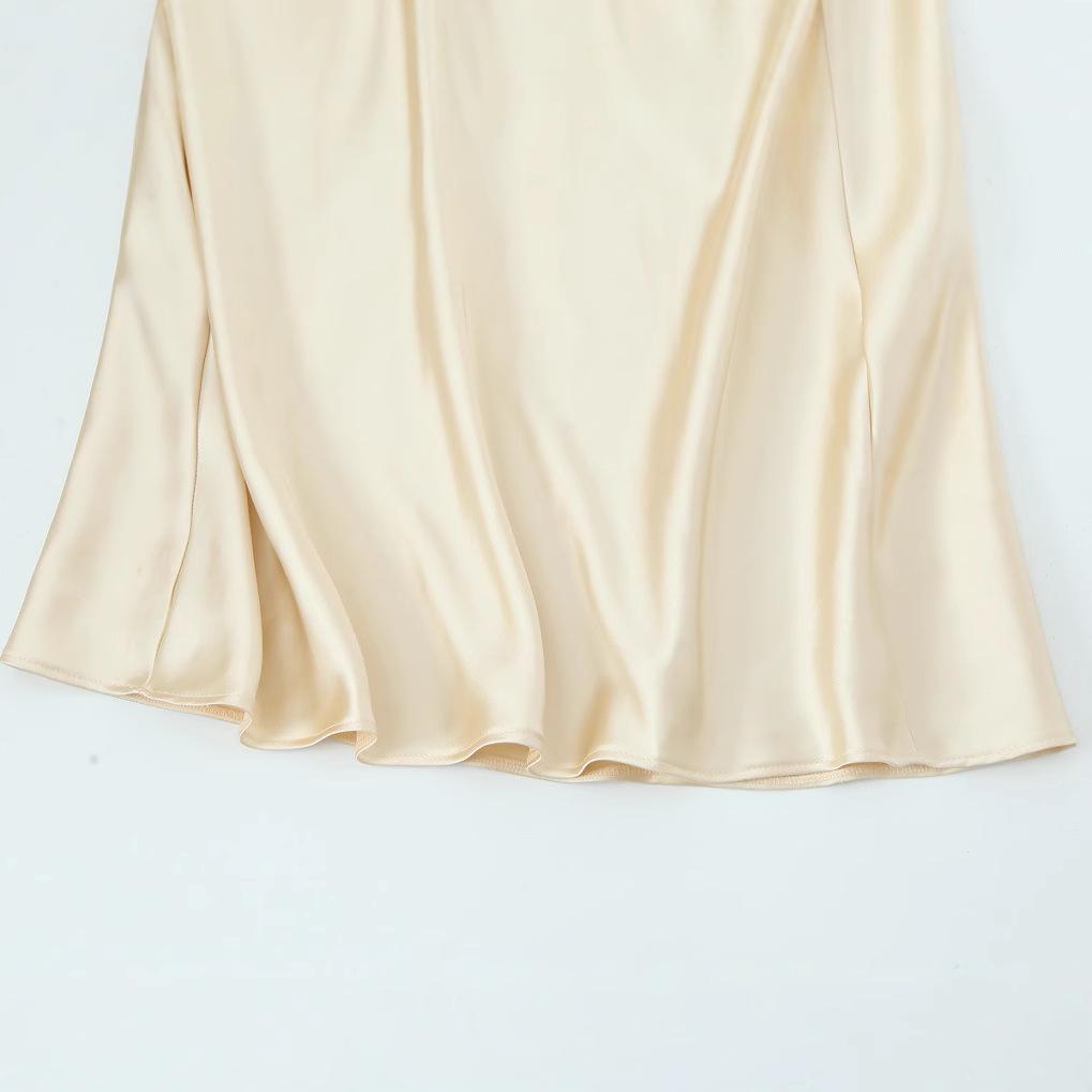 2025 Spring European & American Style Women's Silk Satin Scarf Dress