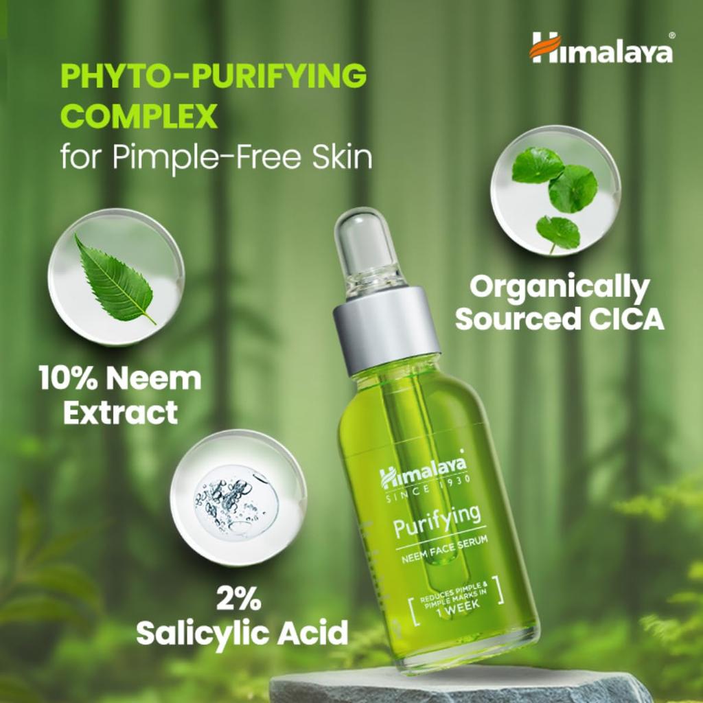 Himalaya Purifying Neem Face Serum 30ml Pack of 1 | 2% Salicylic Acid with Cica for Clear Skin