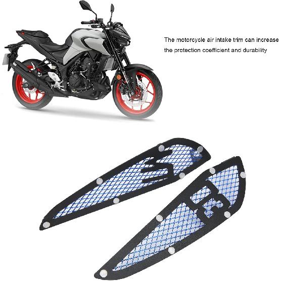 KIMISS 2PCS Motorcycle Fuel Air Intake Trim, Aluminum Gas Side Frame Trim Cover Replacement for MT03 2020‑2021(Blue)
