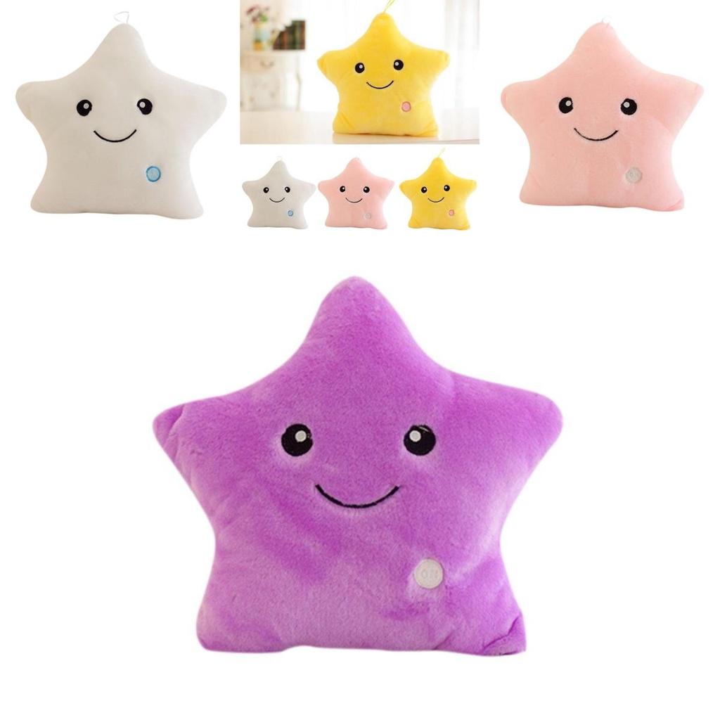 Luminous Glowing Led Colorful Stars Cushion Plush Toy Pillow For Kids' Rooms