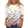 Children's 3/4 Sleeve Tops Knit  Casual  Print T Shirt Round Neck Pullover Blouse