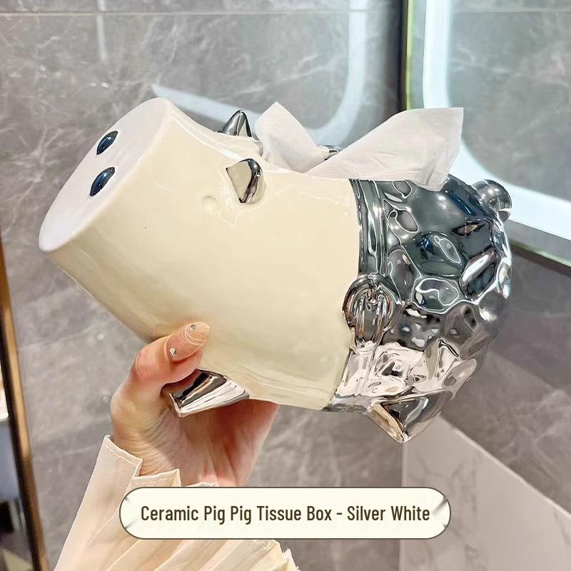 

Ceramic Tissue Box for Living Room: Stylish, Creative, Cute Coffee Table Decor with High-End Feel