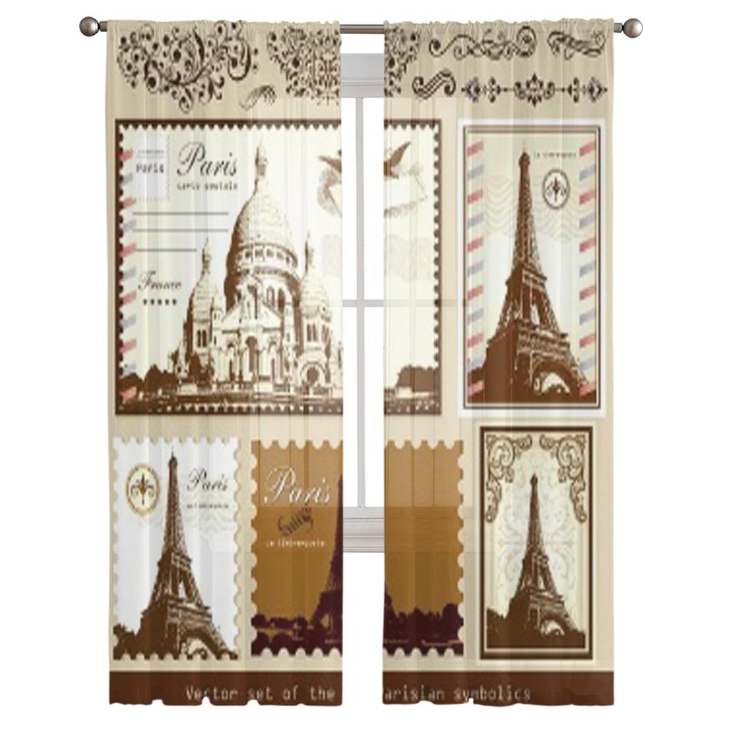 Element projektu kaligrafii paryskiej szyfonowe przezroczyste zasłony do salonu dekoracja sypialni tiulowa zasłona okienna woale