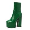 Patent leather women's short boots autumn and winter short boots women's thick high heels sexy short large size European and American fashion Martin