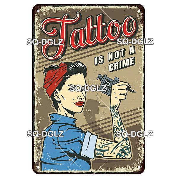 [SQ-DGLZ] Tattoo Styles Metal Sign Vintage Plaque Tin Sign Plate Wall Decor For Bar Club Man Cave Art Painting Travel Poster