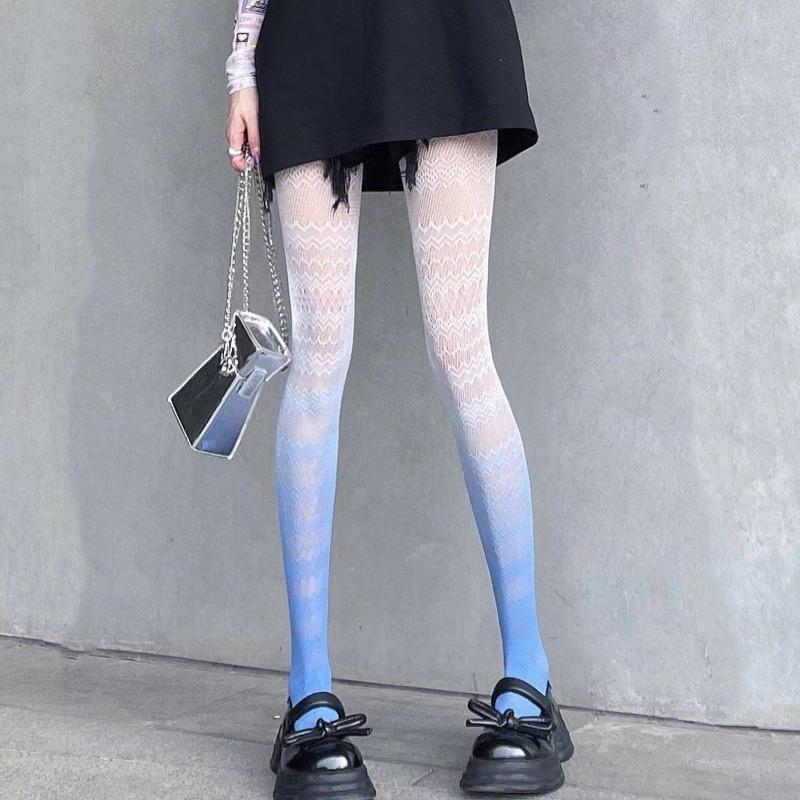 

Women Anime Gradient Color Pantyhose Fashion Pattern Fishnet Stockings Sexy Harajuku Hosiery Nylon Female Colorful Kawaii Tights One Size