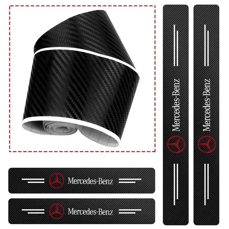 4Pcs/set Car Logo Threshold Strip Door Sill Protectio Sticker For Mercedes Benz A C E Class GLE GLB GLC W205 W212 W213 X253 FE8