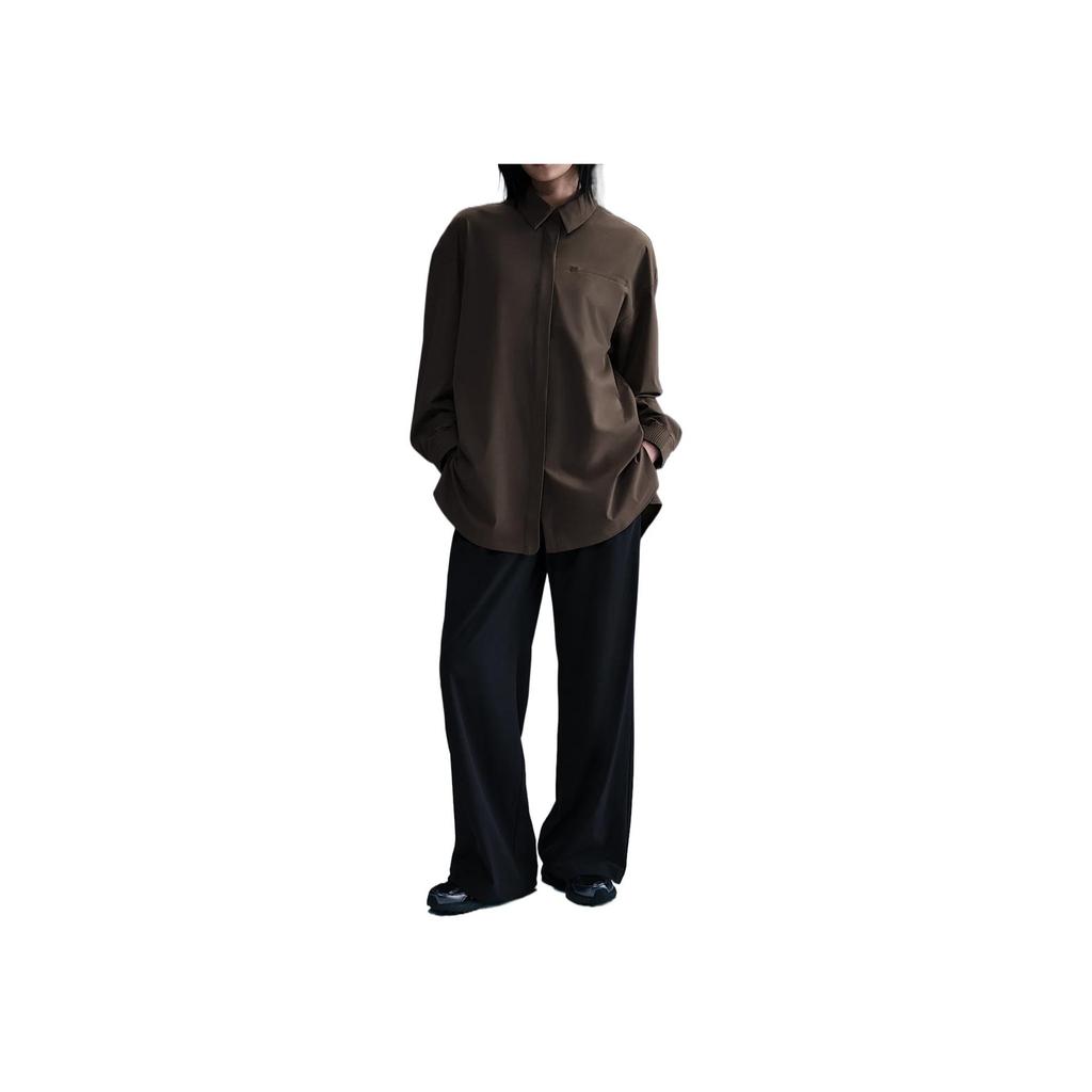 Nike SS25 24.7 Perfect Stretch Solid Soft Fitted Comfortable Breathable Long Sleeve Shirt Women Shirts Brown HM8385-004