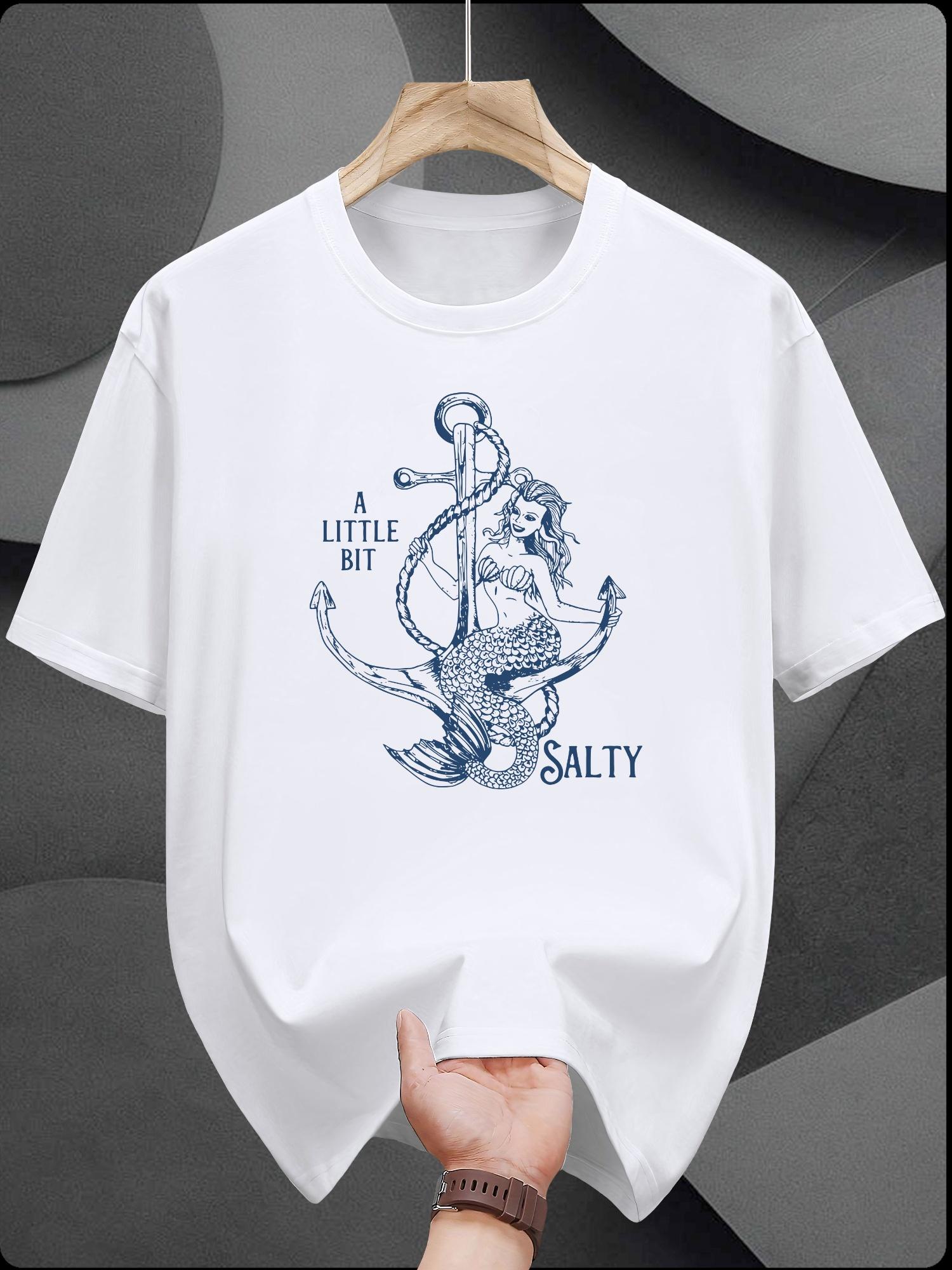 Casual Summer Cotton T-shirt - Little Bit Salty Graphic Print XL