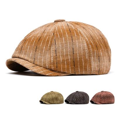 Men's Hat Striped Sunshade Octagonal Cap British Cap Beret Women's Newspaper Cap