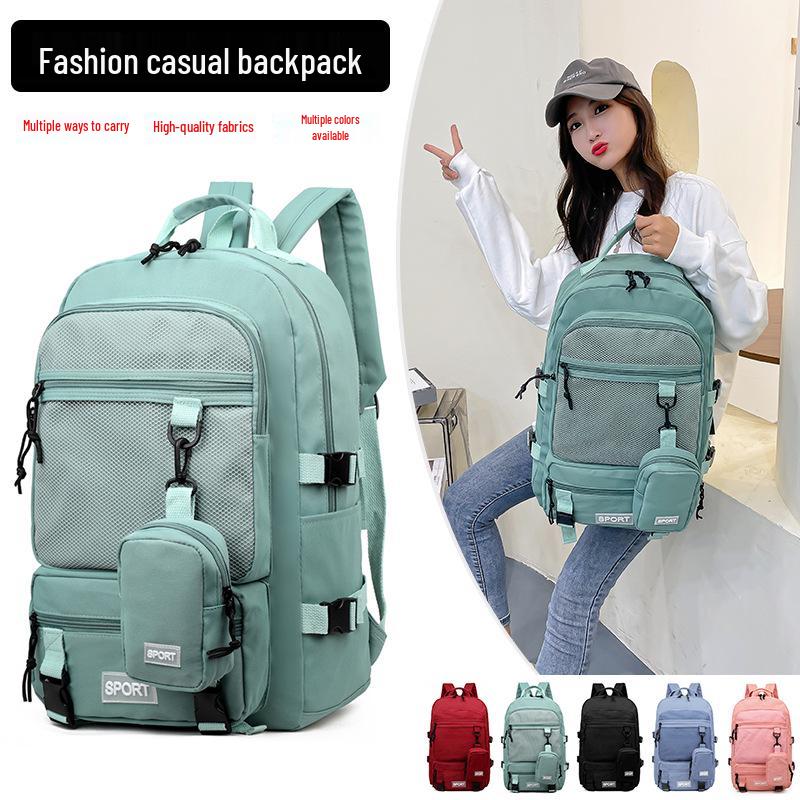 Spacious Korean-Style Unisex Backpack with Pencil Case for Elementary & Middle School Students