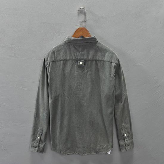 Fall Spring Men Shirt Turn-down Collar Sleeves Single-breasted Chest Loose Cardigan Long Pockets Pure Color Formal Casual Mid Length