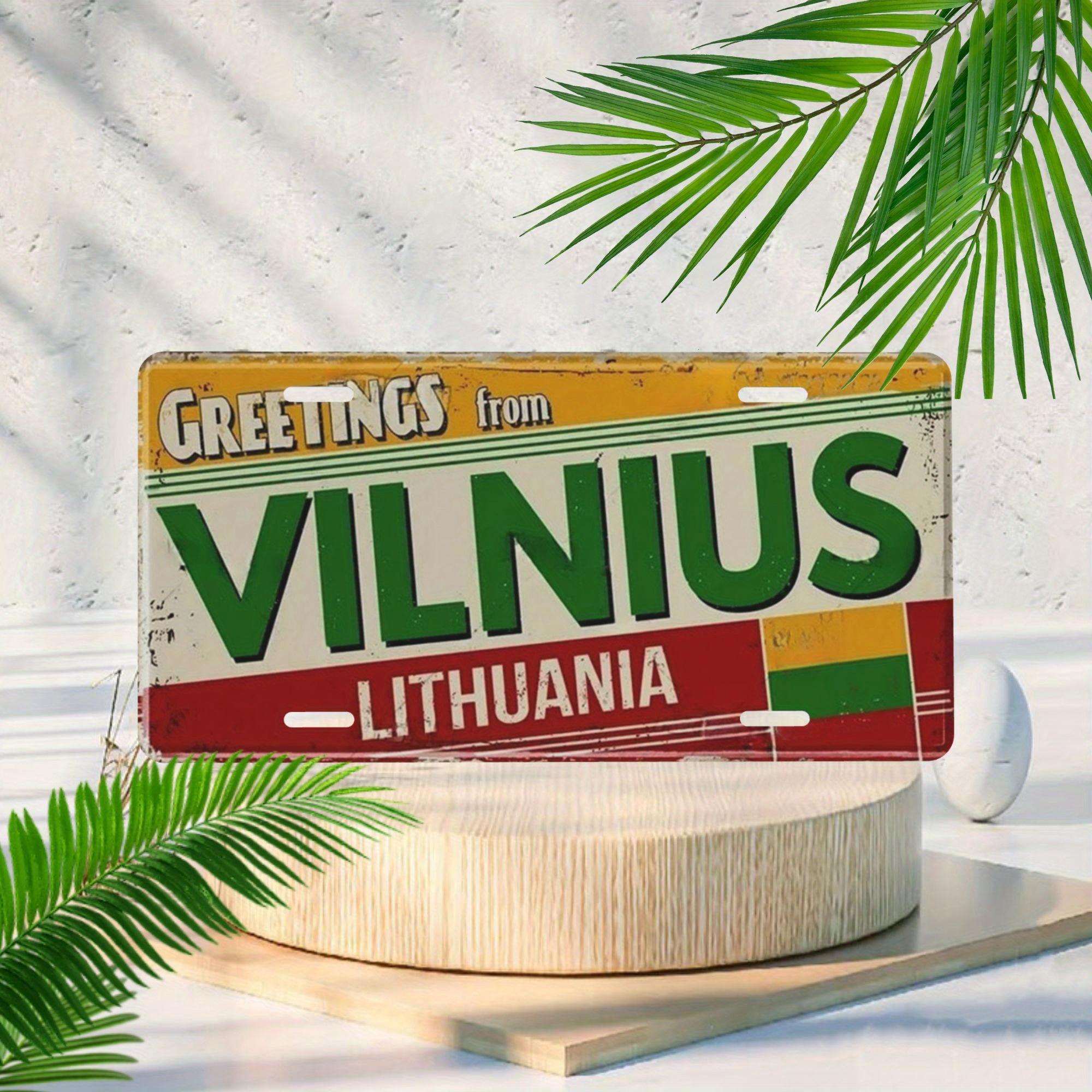 Decorative personalized aluminum license plate VilniusLithuania Decorative license platePersonalized display 15x30cm(5.9x7.8inch)