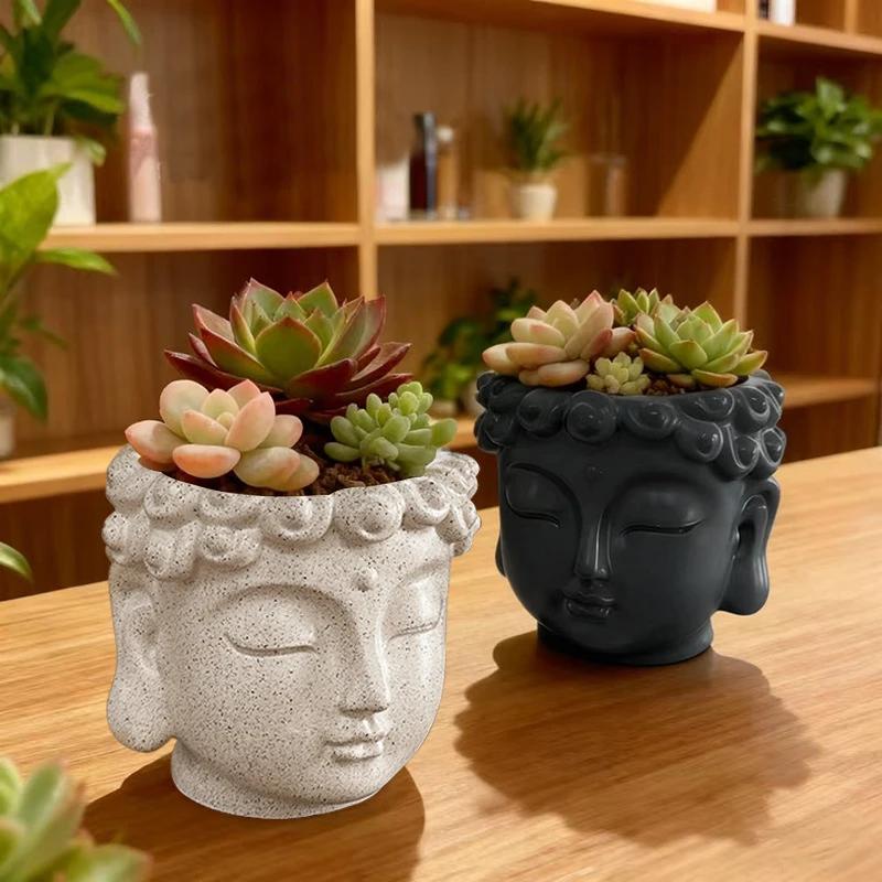 Creative Buddha Statue Flowerpot Green Potted Plants Container Home Courtyard Garden Decor Resin Handicrafts Ornament Gift