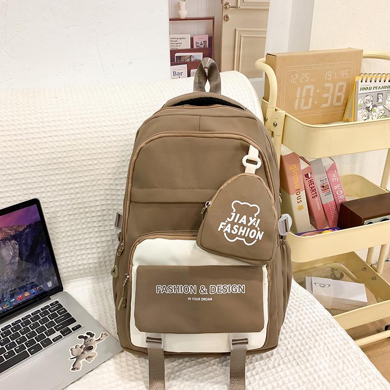 Цветной блок школьная сумка студенческий рюкзак в стиле колледжа женский рюкзак — фото 7