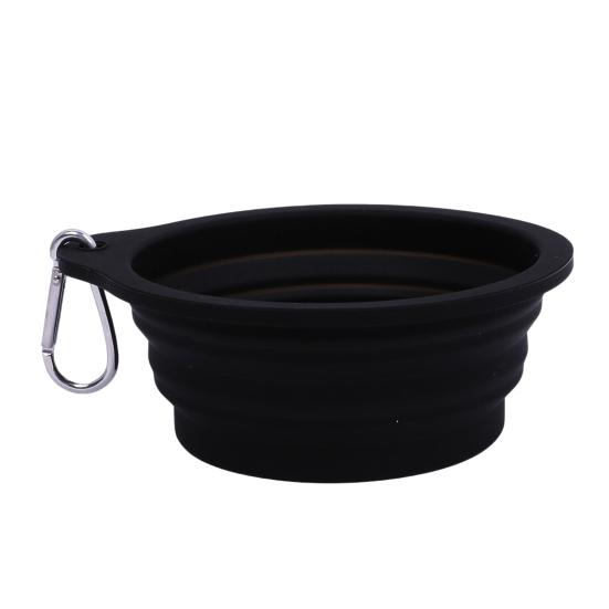 

Складная миска для питомцев, силиконовая складная миска для собак, миска для еды и воды, портативная миска для домашних животных с карабином для собак и кошек, для прогулок на свежем воздухе, кемпинга чёрный