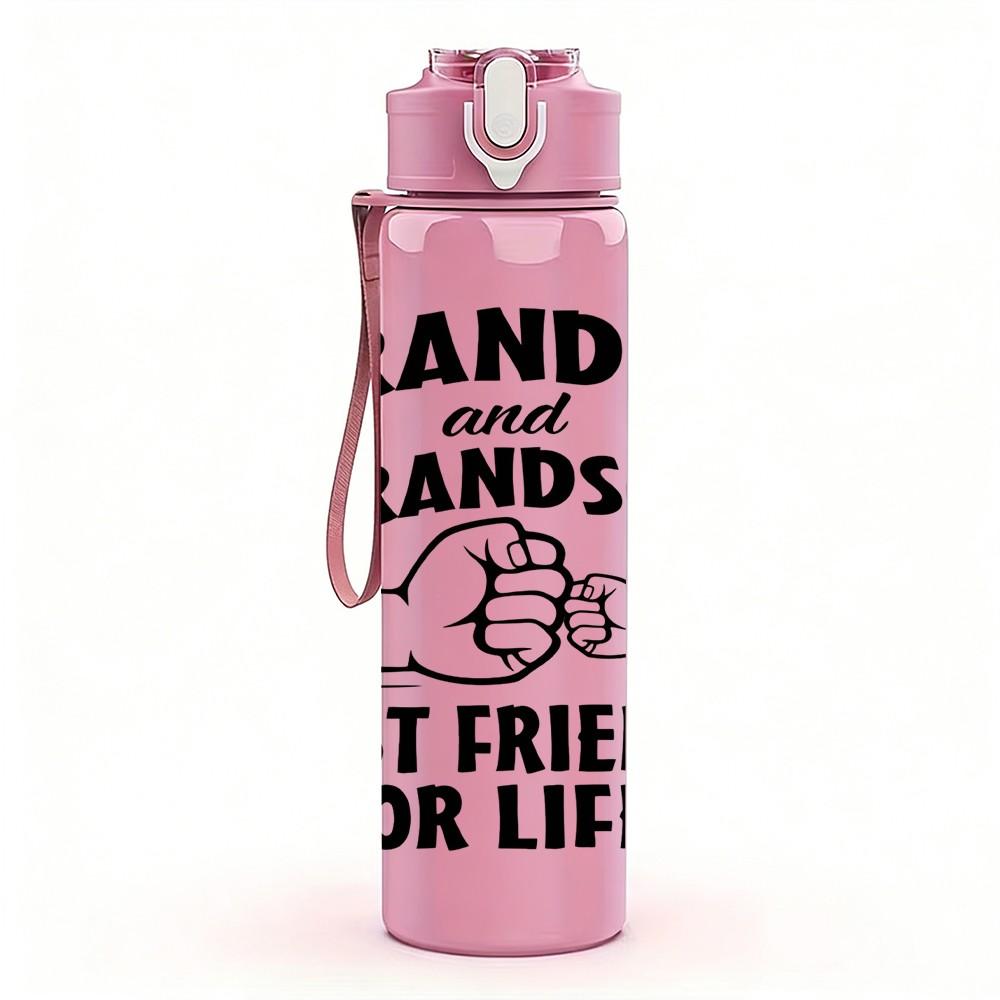 1PC Grandpa Grandson Best Friends For Life Print 750ml Color Plastic Sports Water Bottle Leakproof Flip Straw Lid Suitable for Sports Office Home Use