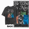 G55 Back Print Cotton Cool Cat Graphic Men T-shirt | Acid Washed Streetwear Big Size Vintage O-neck Men's Tee Tshirt