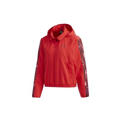 Florale Logo-Kapuzenjacke mit Fleecefutter für Damen, Rot, GG0769