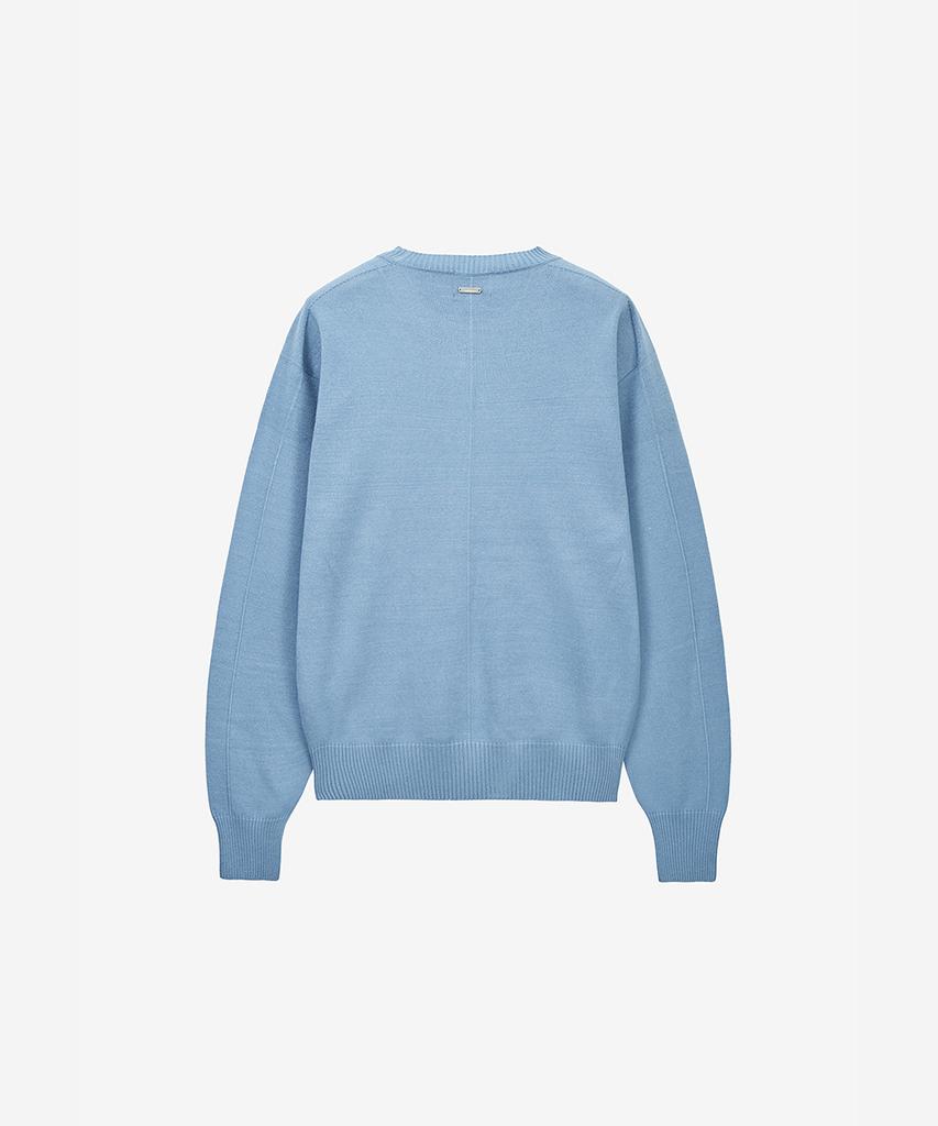 ZIOSONGZIO Semblance Wholegarment Crewneck Knit Sky Blue Zi2Kt805Sb