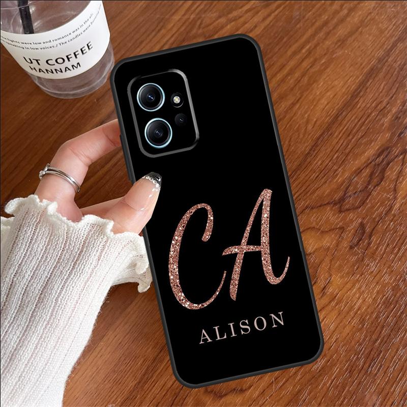 Bling Personalised Name Plating Case For Xiaomi Redmi 12C 13C 14C 10C Redmi Note 13 Pro 14 12 11 9 10 9S 10S 11S 12S Cover