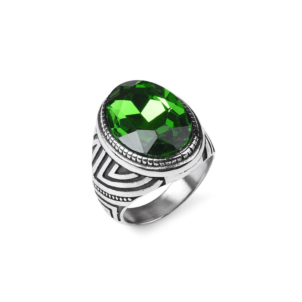 Men's Trend High Quality 316LStainless Steel Onyx Stripe Rings Classic Vintage Fashion  Eco-Friendly Material